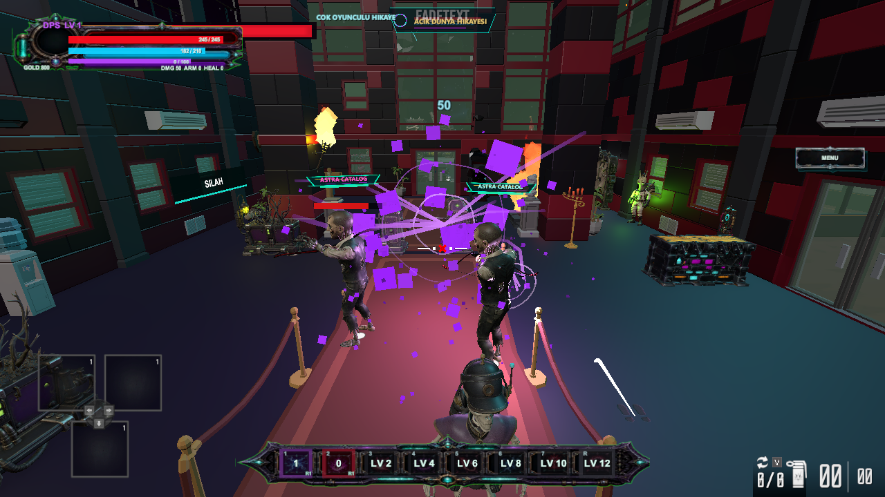 BlueBeam NPCs and players using combat abilities inside the open-world hub